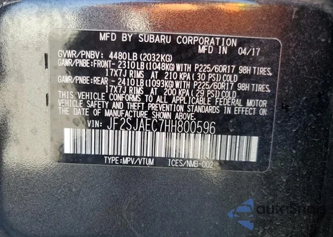 2017 Subaru Forester 2.5I Premium from USA, damaged, VIN JF2SJAEC7HH800596